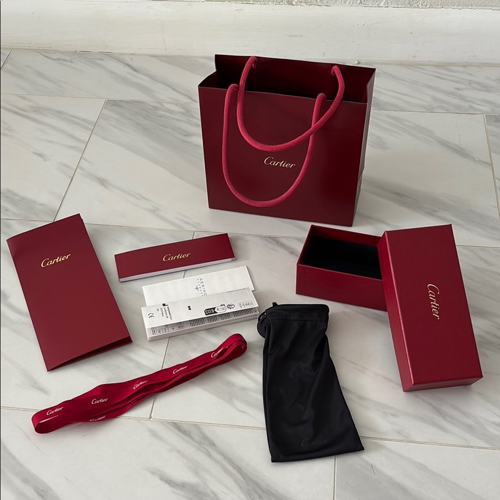 Authentic Cartier Red Sunglasses Accessory Set